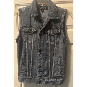 XXX Rude Denim Vest Size Small Cut Off Y2K Rock Punk Goth Emo Grunge Med Wash